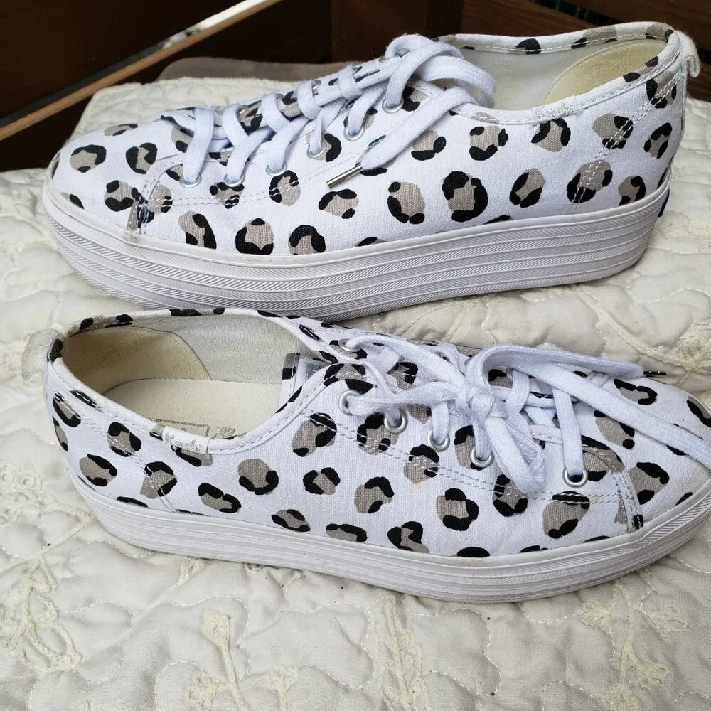 EUC KEDS Triple Decker Platform Pure White Cheetah WF63042 sneaker (9) KICKS